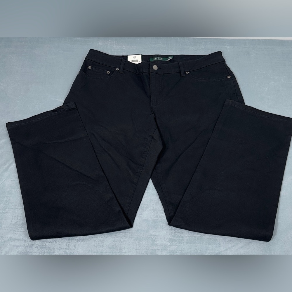 Ralph Lauren Black Straight-Leg Pants with Green Logo Tag